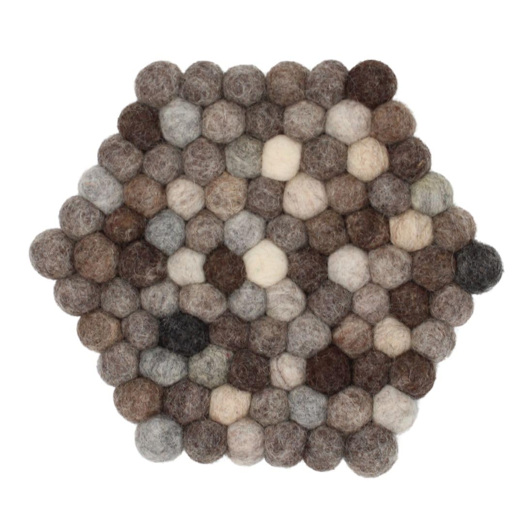 Grült Home Coaster - Felt Coasters for Cups, Pots, Pans and Cups Hand-Felted in Nepal (Hexagonal 20 cm, Grey) — image 1