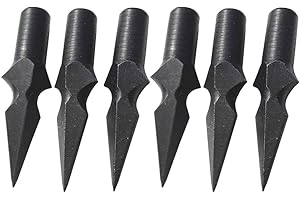 AMEYXGS 6pcs Traditional Hunting Broadheads Archery Glue on Arrowheads for Wooden Bamboo Arrows for 8mm Bamboo Wood Arrows