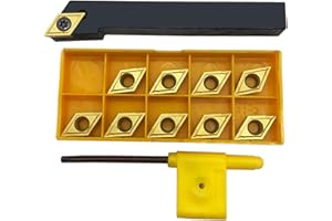 LAHDYFHOE GBJ 1pcs SDJCR1212H11 Holder with 10pcs DCMT32.51 /DCMT11T304 Multilayer Coated CNC Lathe Inserts for SDJCR Lathe Turning Tool Holder Replacement Insert (1/2 Holder with 10pcs DCMT32.51)