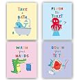Amazon.com: TANXM Funny Kids Bathroom Wall Art Set, Wash Your Hands ...