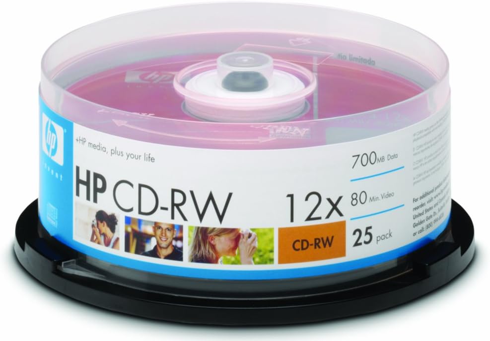 HP CD-RW 4x-12x Blank Discs 80 Min 700MB 25 Cake Box