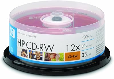 HP CD-RW 4x-12x Blank Discs 80 Min 700MB 25 Cake Box