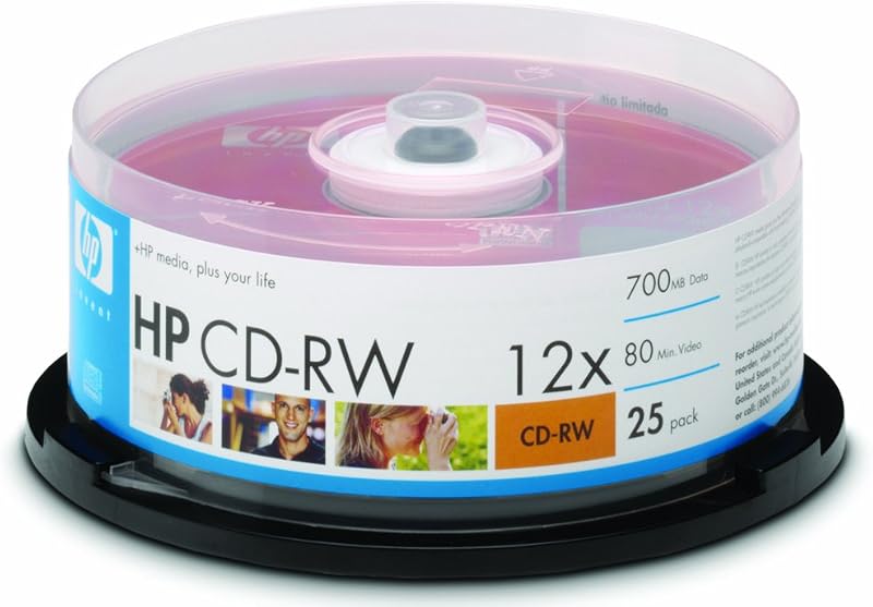 HP CD-RW 4x-12x Blank Discs 80 Min 700MB 25 Cake Box