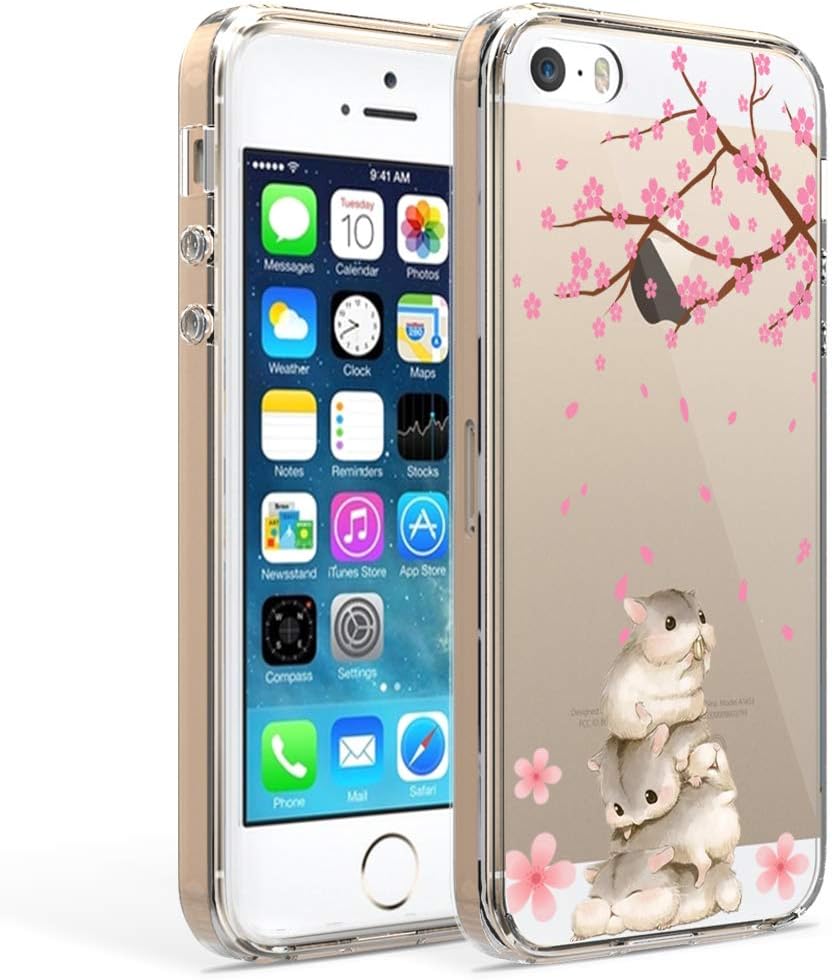 Ftonglogy iPhone 5 Case,iPhone 5s SE Case with Flowers, Clear Cute Painting Design Pattern Air Cushion Shockproof TPU…
