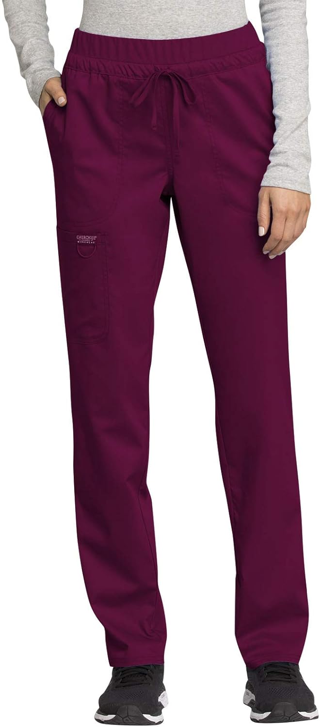 CHEROKEE Workwear WW Revolution Mid Rise Tapered Leg Drawstring Pant WW105: Clothing