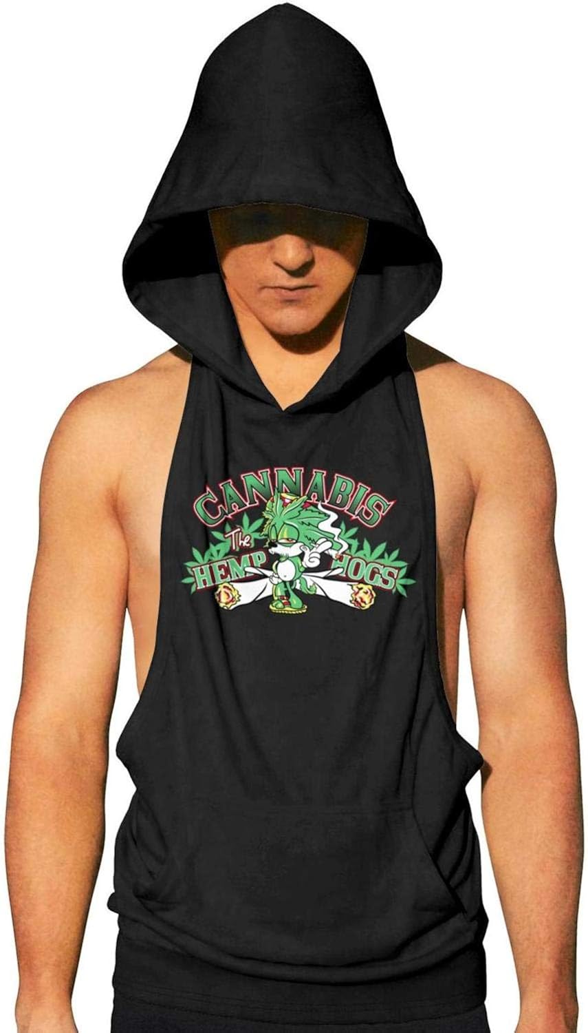 Long Men Hooded Tank Tops Marijuana Chronic The