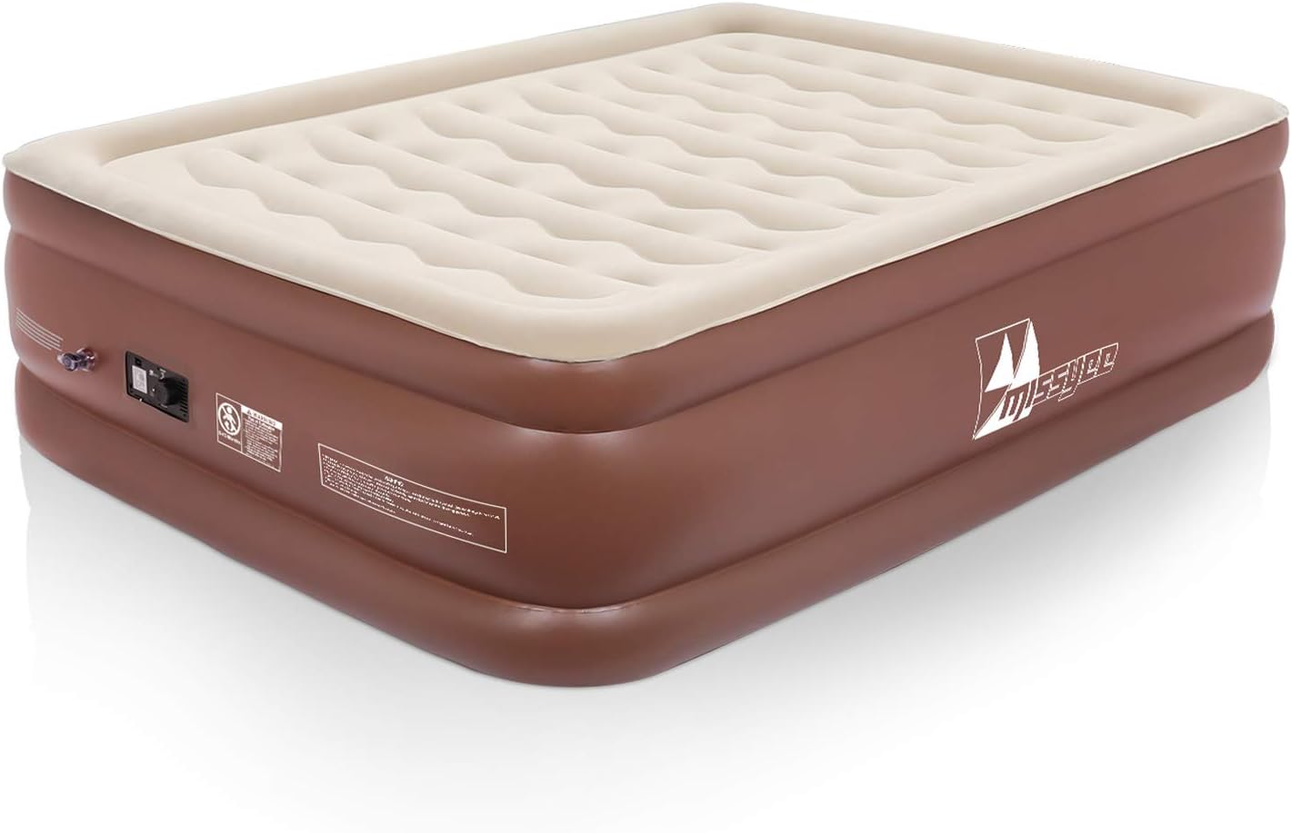 Missyee Inflatable Queen Air Mattress with Built-in Pump - 22" Raised Bed Height with Storage Bag for Camping and Travel - Premium Flocked Top and Sides with ERGOCOIL Technology - 365 Night Home Trial