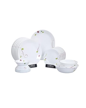 Corelle India Collection Royal Sequins Dinner Set, 21-Pieces, Multicolor