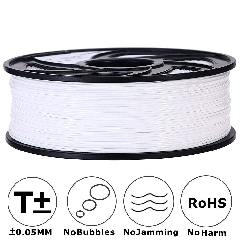 3D Mars 3D Printing Filament, 1.75 mm PLA 3D Printer Filament, Dimensional Accuracy +/- 0.03mm,1.2KG Spool Filament PLA 3D Filament for Most 3D Printer & 3D Pen, White