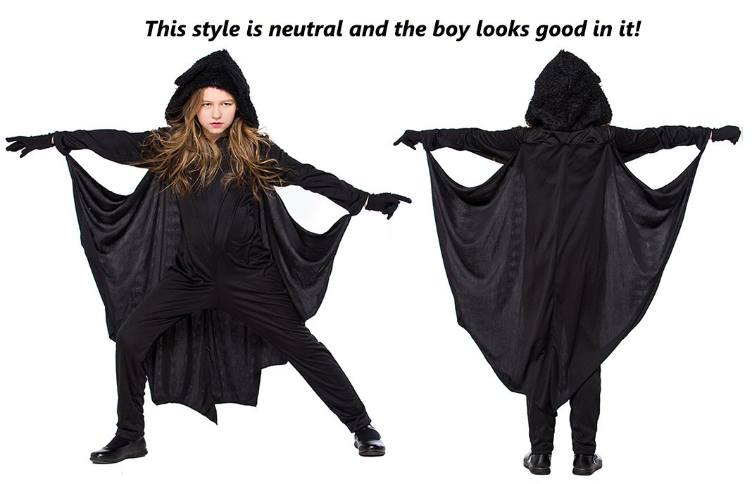 COOLJOY Kids Unisex Vampire Bat Costume, Jumpsuit Halloween Cosplay Costume Set