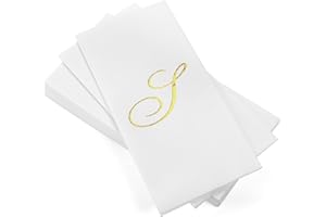 AH AMERICAN HOMESTEAD Disposable Hand Towels for Bathroom - Guest Bathroom Essentials -Bathroom Paper Towels for Guests - Monogrammed Disposable Napkins - Wedding Napkins in Paper Towel Tray (Gold, S)