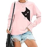 Lytiarul Cat Sweatshirts for Women Graphic Print Sweatshirt Funny Long Sleeve Shirt Cute Pullover Lightweight Hoodie Tops