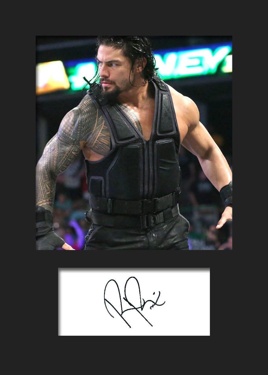 Roman Reigns WWE #2 | Signed Mounted Photo Reprint | A5 Size to Fit 6x8 Inch Frames | Machine Cut | Photo Display | Present Gift Collectible