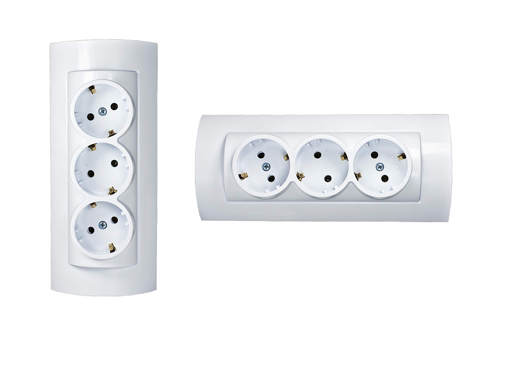 3-Way Combination Electric Plug Sockets, Surface-Mounted Socket Set 3 Slots Made in EU (2)