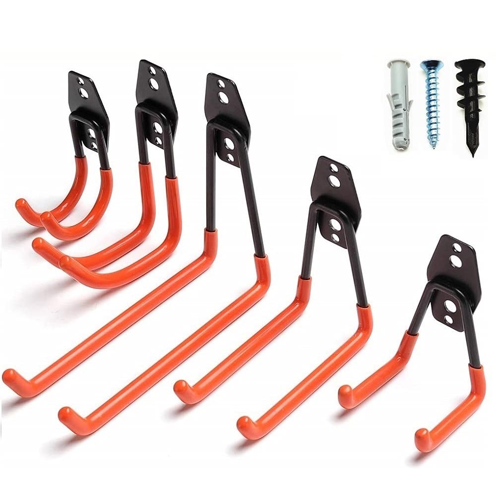 ANCLLO 8 Pack Garage Hooks Heavy Duty Garage Storage Hooks Steel Tool Hangers for Garage Wall Mount Utility Hooks and Hangers with Anti-Slip Coating