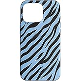 Blue and Black Zebra Animal Print Striped Aesthetic Y2K Case for iPhone 16 Pro