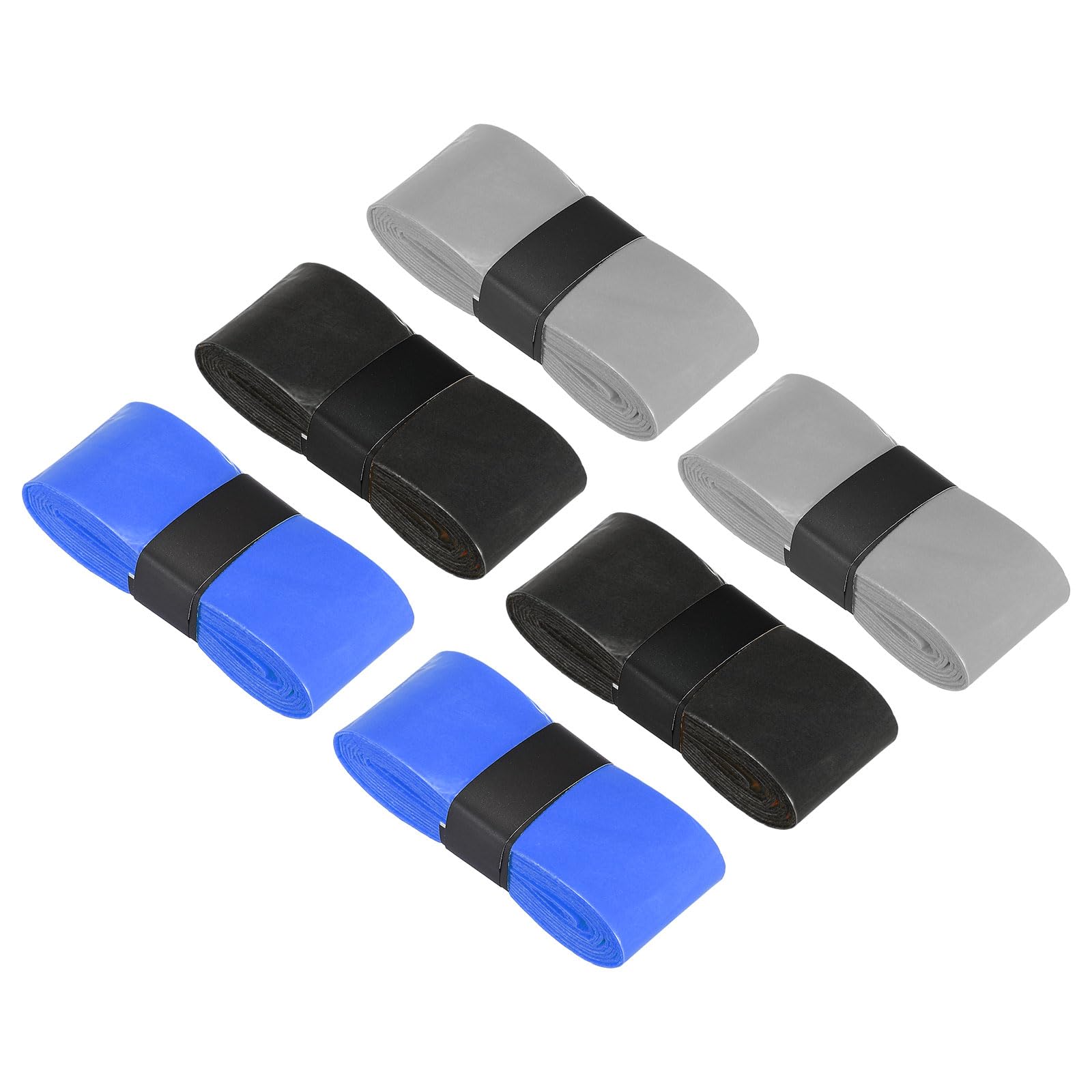 PATIKIL 43.3" Tennis Racket Grip Tape, PU Overgrip Stretchy Non-Slip Absorb Sweat for Badminton Fishing Rod, Black Grey Blue