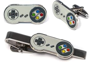 SHAREDIMAGINATION SNES Super Nintendo Tie Clip, NES Nintendo Controller Cufflinks, Retro Gaming Jewelry, SNES Cuff Links, Super Mario Brothers Legend of Zelda Metroid Wedding Groomsman Groomsmen Gifts