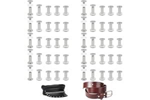 MABAHON 50 Set Leather Rivets Chicago Button Binding Screws Metal Rivet M5 x 12mm Leather Screws Fasteners Set Screw for Belt