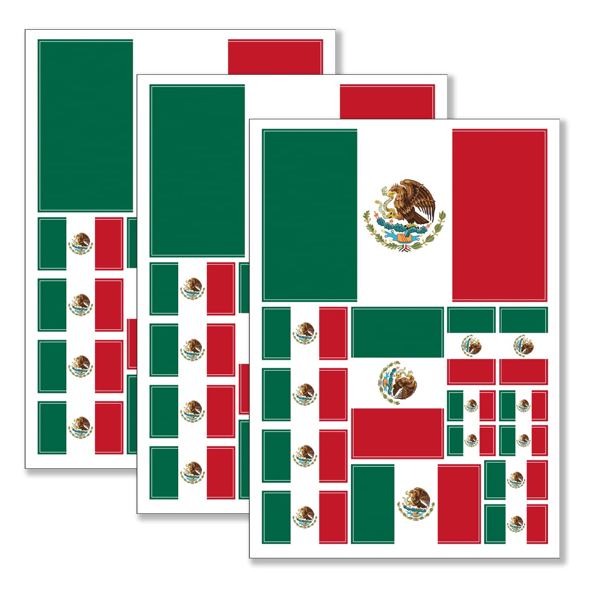 Photo 1 of QQSD Mexico Flag Sticker Mexican Decal in Multiple Sizes, 3 Pack, 11.7 x 8.3 Inches