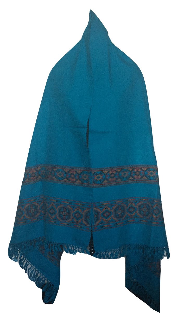 Women's Tibetan Style Shawl with Two Ethnic Stripes Women's Tibetan Style Shawl with Two Ethnic Stripes