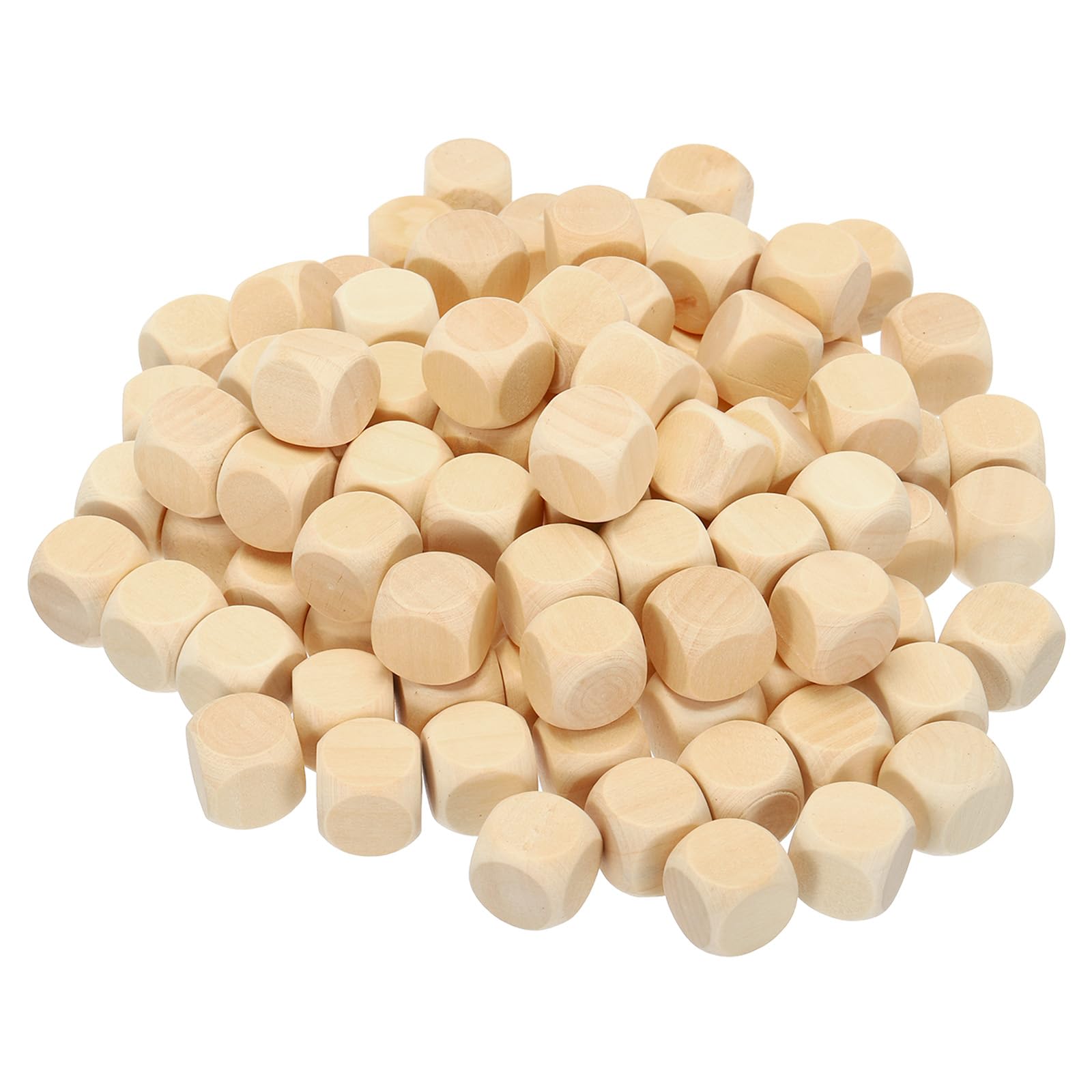 PATIKIL 18mm Wooden Blank Dice, 120Pcs Unfinished 6 Sides Cube Dice with Round Corner Square Wood Blocks for DIY Craft Projects