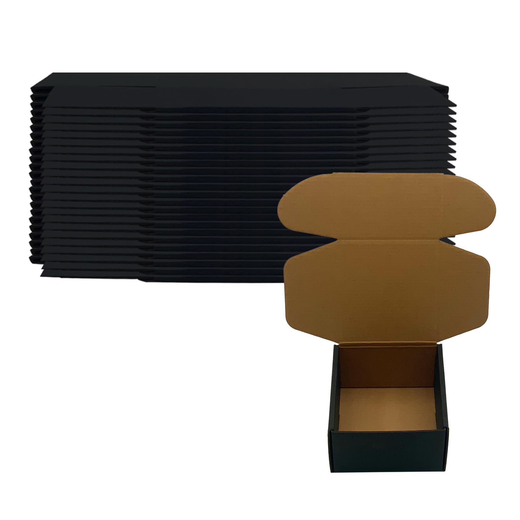 Photo 1 of 24 Pack 5x5x3 inches Black Shipping Boxes, Corrugated Mailer Boxes, Packaging Boxes for Products, Recyclable Cardboard Box, Flat Literature Mailers for Gifts, Small Business by Mailing