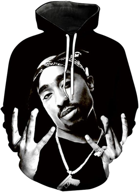 2PAC Sudadera con capucha y estampado en 3D, diseño de Hip Hop Rapero para hombre y mujer 2PAC Sudadera con capucha y estampado en 3D, diseño de Hip Hop Rapero para hombre y mujer