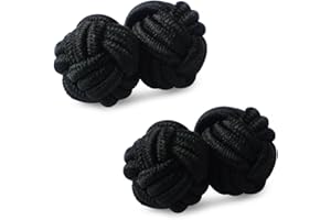 HONEY BEAR Silk Knot Cufflinks Fabric for Mens Shirt for Business Wedding Gift