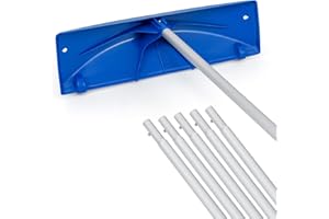 Goplus Snow Roof Rake, 3.4-20 FT Extendable Snow Removal Tool with 24" Wide Blade & Wheels, Lightweight Scratch-Proof Aluminum House Rooftop Rake for Leaves Debris Removal