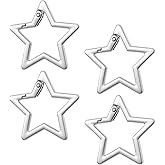 4 Pcs Star Carabiner Star Keychain Cute Carabiner Zinc Alloy Carabiners Snap Hook Spring Snap Clasp Hook Keychain Carabiners Key Holder for Keys and Wallet Accessory