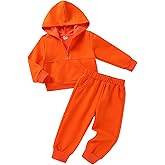 Happy Town Baby Clothes for Girls Boys Solid Color Half-Zip Sweatshirt and Sweatpants Outfits Set Fall Toddler Sweatsuit