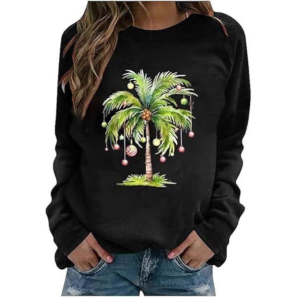 Amazon.com: LLHXRUI Christmas Palm Tree Sweatshirt for Women Funny