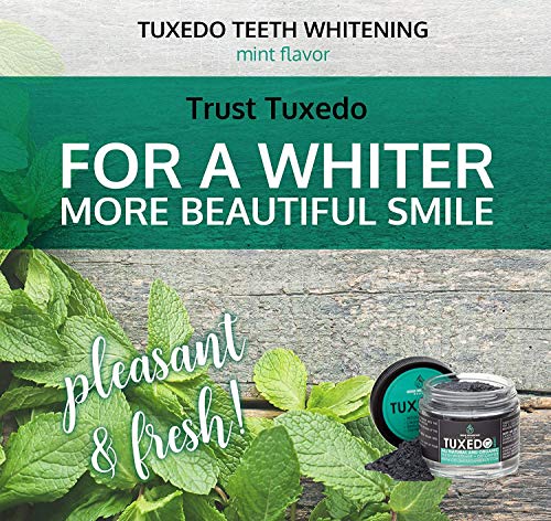 Tuxedo Teeth Whitening Activated Charcoal Powder, All Natural Tooth Whitener with Coconut Charcoal, and Bentonite Clay, Highest Quality Non Abrasive Safe on Enamel (Mint)