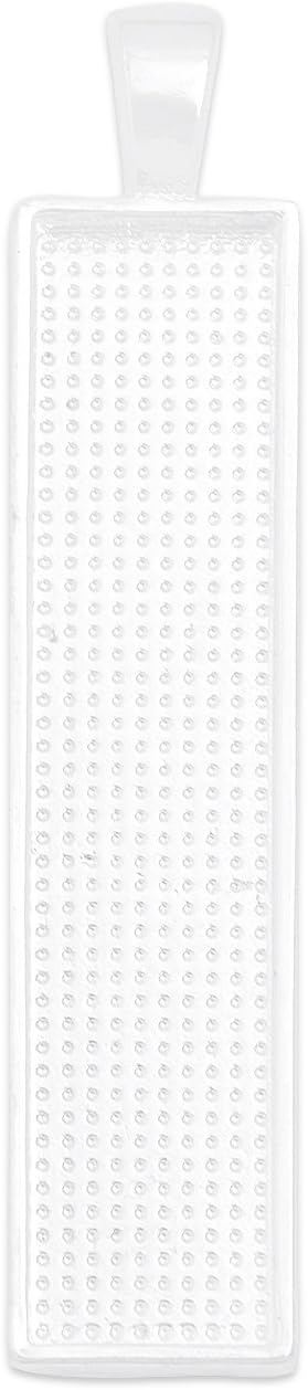 10x50mm Rectangular Pendant Tray Blank Base fit 10x50mm Rectangular Cabochon Pack of 20 (Shiny Silver)