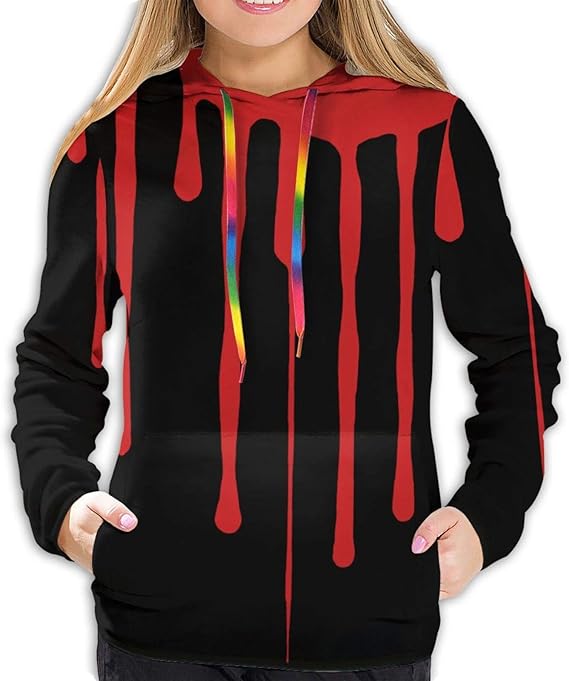 Ayt07G7 Pullover Hoodie for Women, Daily Paint Dripping red Hoodies