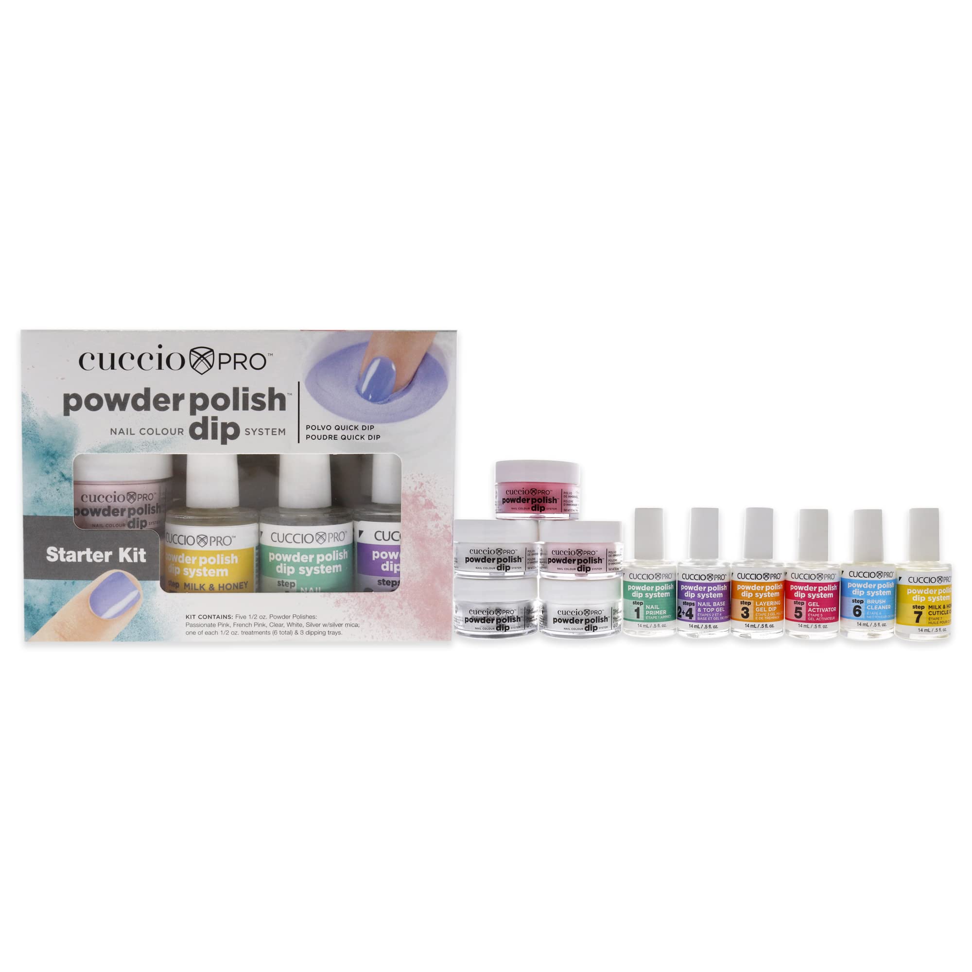 Cuccio Colour Pro Powder Polish Dip System Kit - Starter for Women 13 Pc