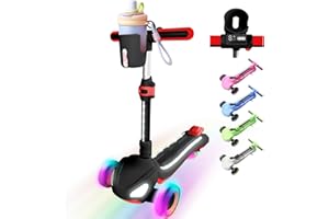 BLISSRIDE 3 Wheel Electric Scooter for Kids Ages 3-10, w/Storage Basket, LCD Screen, Full Body Lights Up, Wide Deck, 5Mph Safe Speed, 90min Riding, Balance Foldable Kick Scooter for Boys & Girls