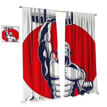 Anniutwo Fitness Window Curtain Fabric Muscular Man Lifting