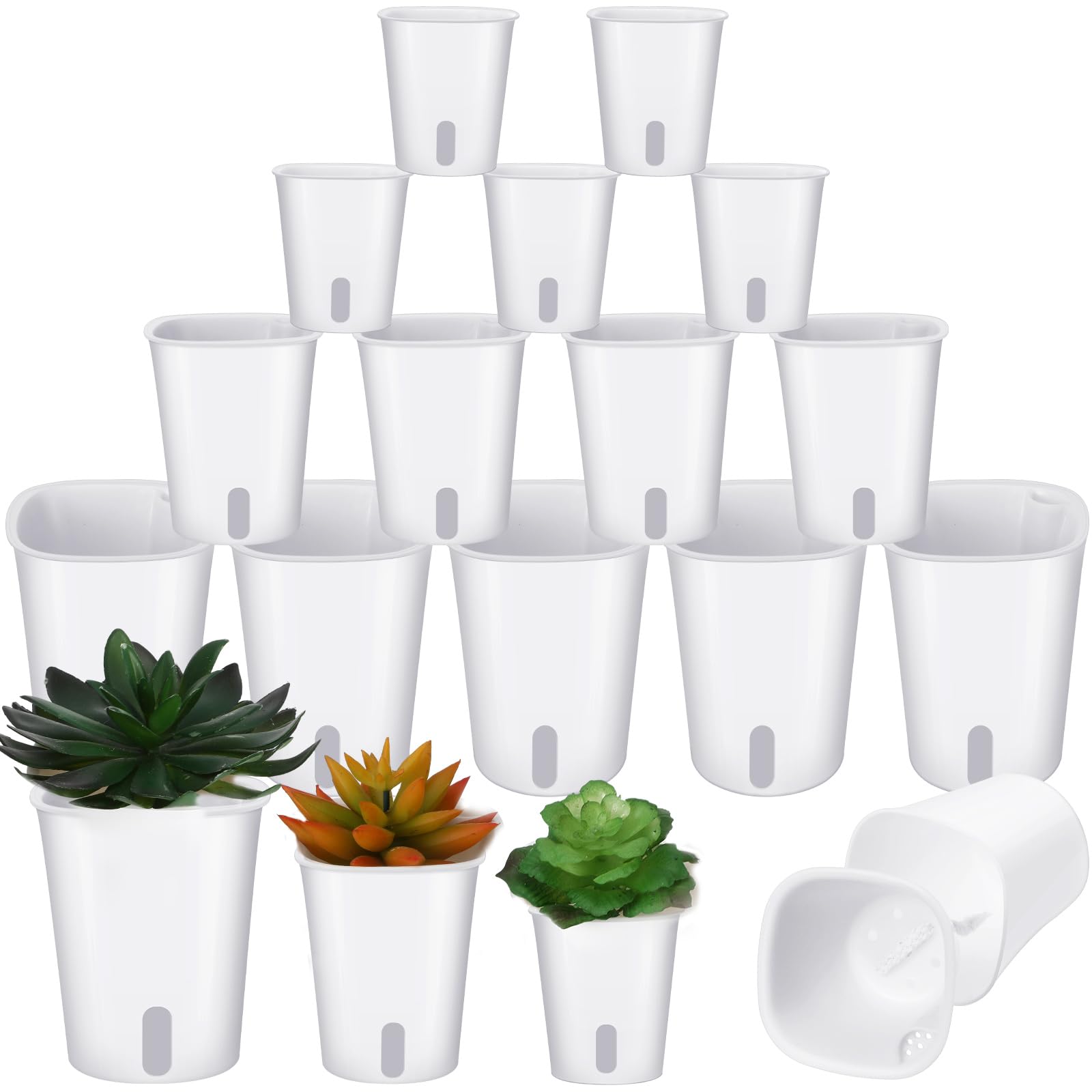 Photo 1 of Ziliny 18 Pcs Self Watering Pots - 3 Sizes Plastic Flower Plant Pot With Inner White Pot for Indoor House Plants, Herbs and Flowers