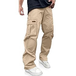 PLEPAN Men's Casual Cargo Pants Drawstring Hiking