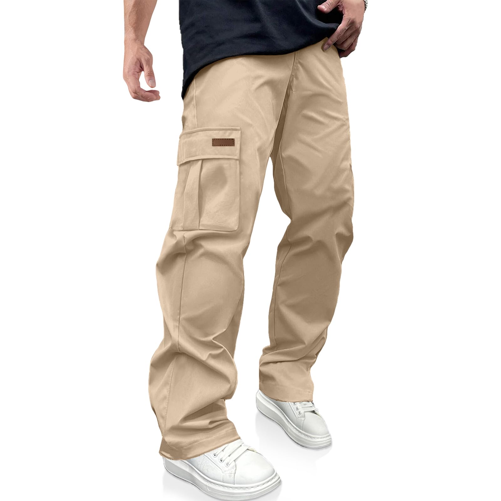 PLEPAN Men's Casual Cargo Pants Drawstring Hiking