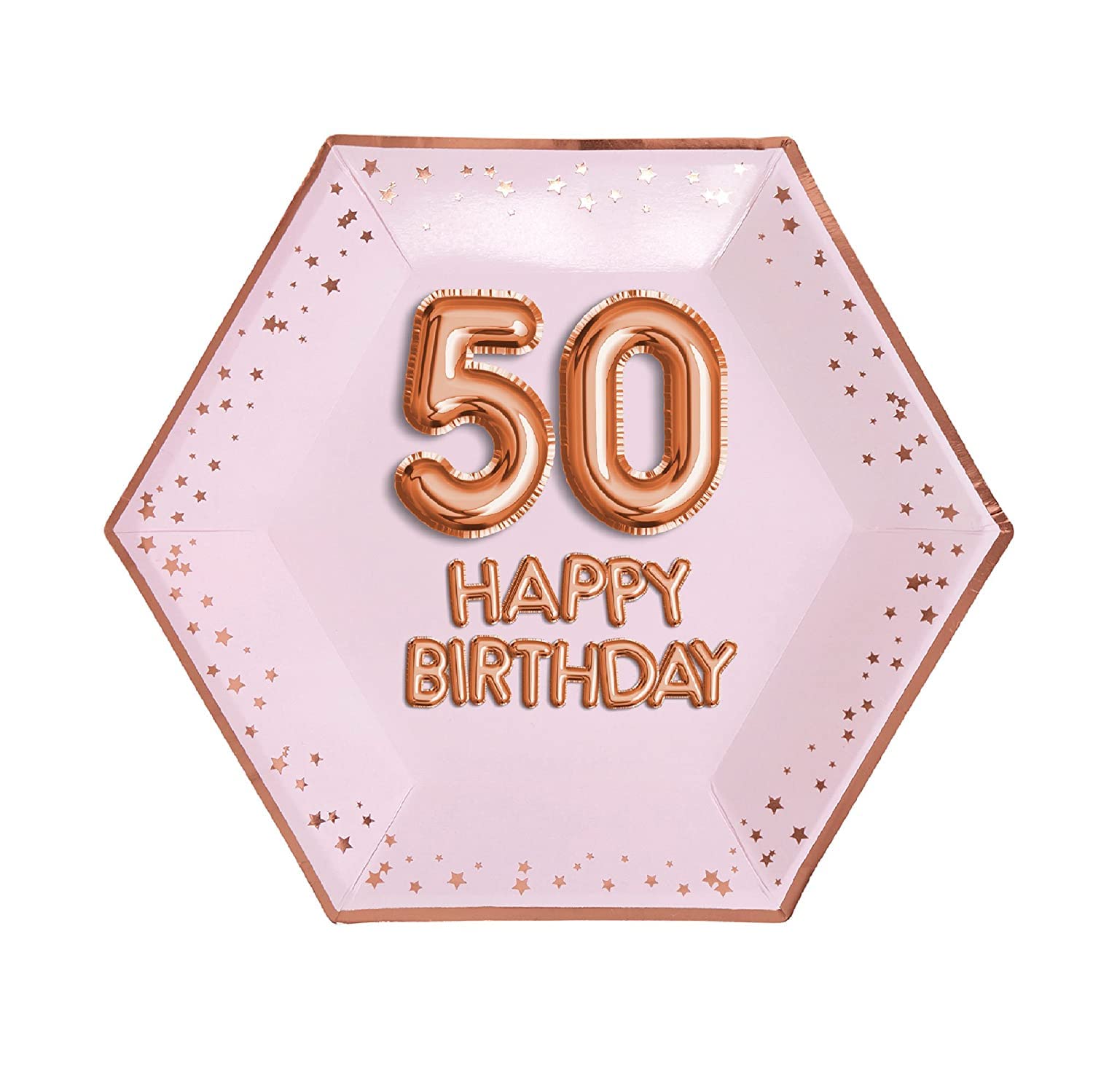 Neviti 773222 Glitz & Glamour - Plate - Large - Pink & Rose Gold - Age 50 Paper