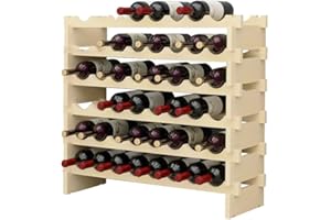 soges Wine Rack 48 Bottle Stackable Wine Storage Wood Wine Display Racks Free Standing Wine Shelf Stand, BY-WS6848M