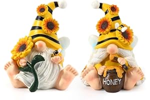 GOCVO Spring Gnomes Resin Bumble Bee Easter Decoration Sunflower Gnome Gifts Handmade Decor for Home Kitchen Tiered Tray for Adults Kids(Bee)