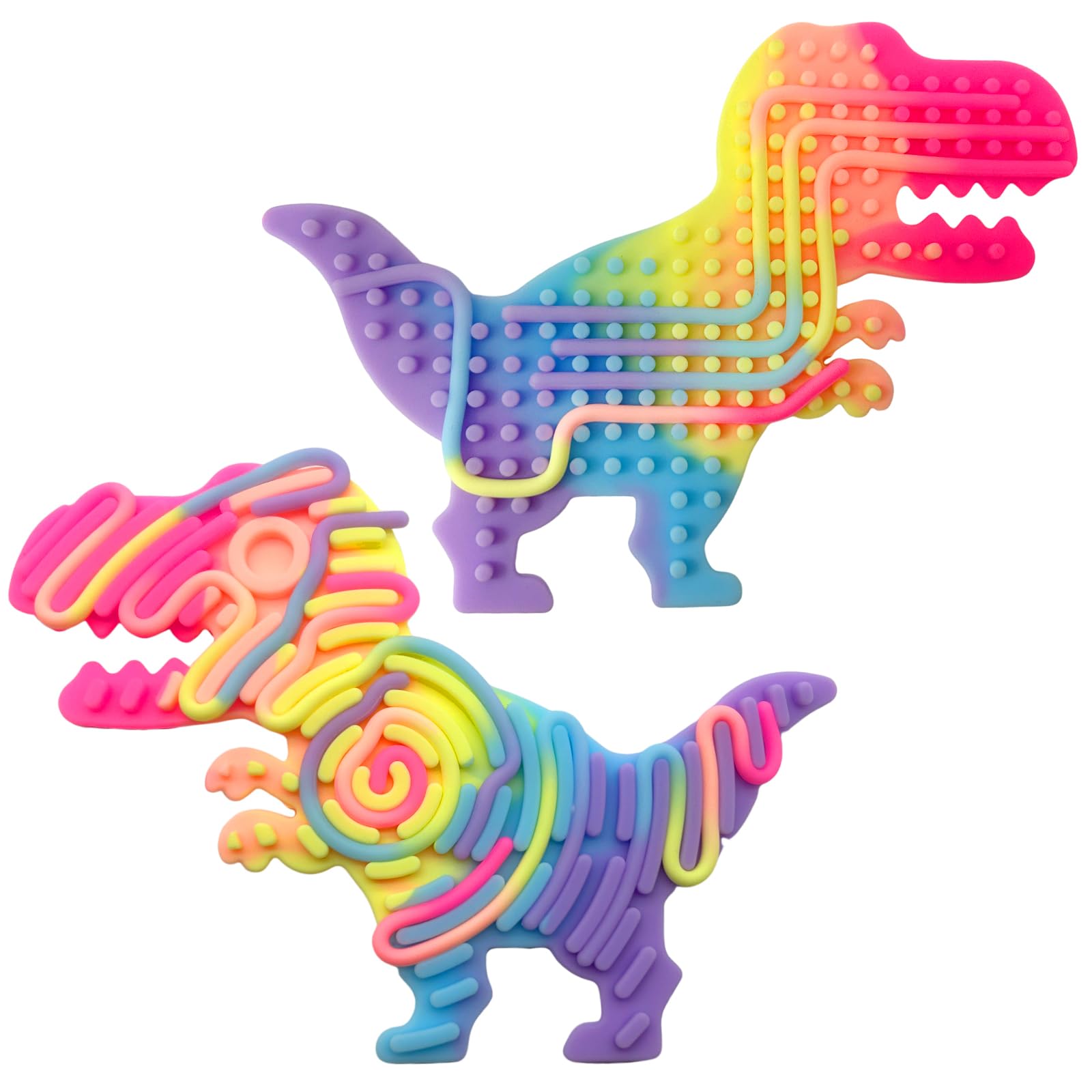 Felicify Push Peel Sensory Board, Sensory Activity Board with 11 Strings, Silicone Fidget Toy, Double Side Fidget Board, Sensory Toys for Kids and Adults with ADHD ADD OCD Autism (M-Dinosaur)