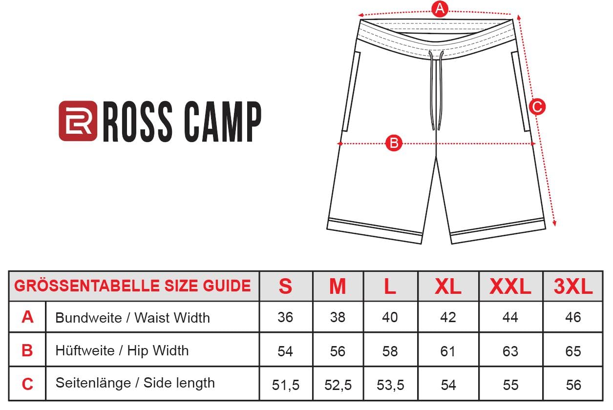 ROSS CAMP Sporthose Herren Kurz - Kurze Hosen Herren, Laufshorts Männer Sommer Baumwolle Jogginghose Fitnesshose Sport Sportshorts Bermuda Shorts Hose Trainingshose Tennis (S, Schwarz) 3