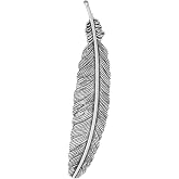 PEPPERLONELY Brand 10PC Antiqued Silver Large Feather Pendants 105x21mm (4-1/8 x 7/8 Inch)