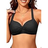 Women Underwire Bikini Top - Push Up Swimsuit Top Twist Front Swim Bra 2025 Retro Bathing Suit