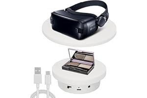 ComXim Rotating Display Stand with 2 Covers 5.1in/7.09in Diameter 11lb Load Capacity Type-C Power Supply for Photography Product, Motorized Turntable for Turner Cup Displaying (18cm White)